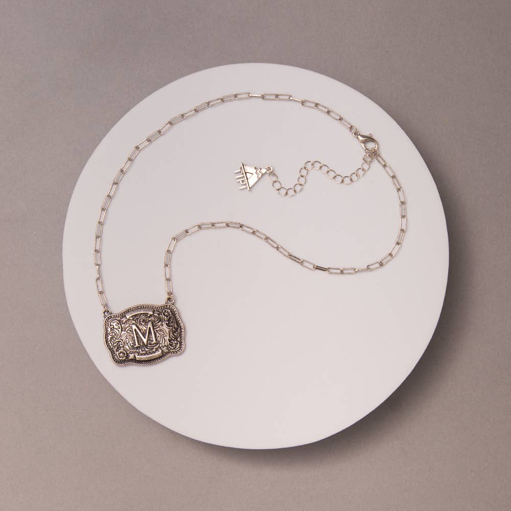Western Buckle Initial Necklace