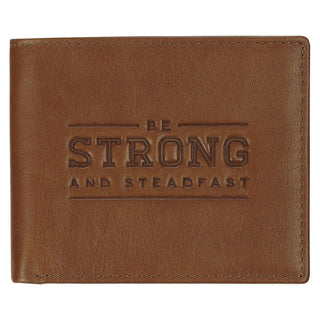 Christian Art Gifts Wallets for Men Be Strong And Steadfast Leather Wallet