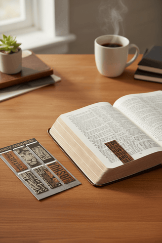 Christian Art Gifts Stationary Strong and Courageous Magnet Bookmark Set