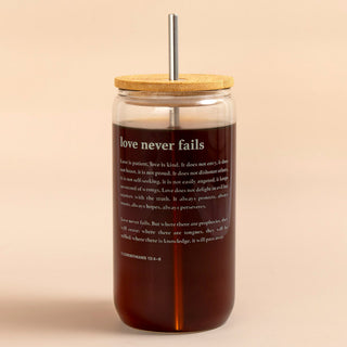 Church Notes Drinkware Love Never Fails Glass Can