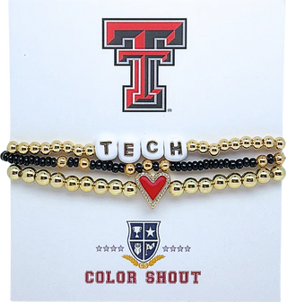 Color Shout Women's Bracelets Texas Tech College Love Stack Bracelet Set