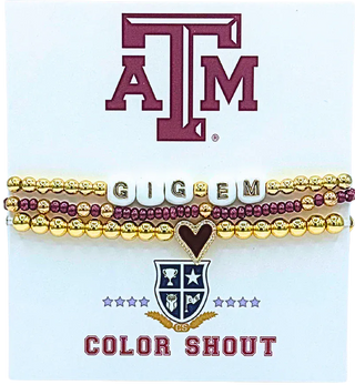 Color Shout Women's Bracelets Texas A & M College Love Stack Bracelet Set