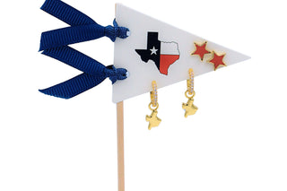 Color Shout Women's Earrings Texas Pennant Pair Earring Set