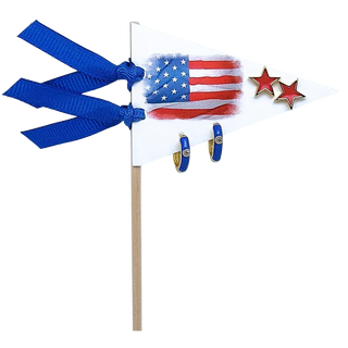 Color Shout Women's Earrings USA Pennant Pair Earring Set