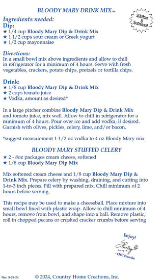 Country Home Creations Snacks Bloody Mary and Dip Mix