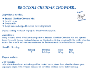 Country Home Creations Food Broccoli Cheddar Chowder Mix