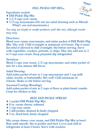 Country Home Creations Snacks Dill Pickle Dip Mix