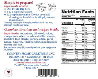Country Home Creations Snacks Dill Pickle Dip Mix