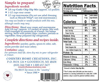 Country Home Creations Snacks Garlic Chip Dip Mix