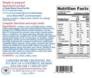 Country Home Creations Snacks Loaded Baked Potato Dip Mix