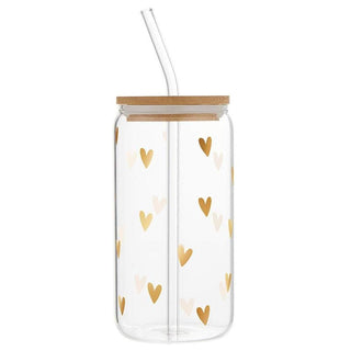 Creative Brands Drinkware Gold Hearts Glass Tumbler