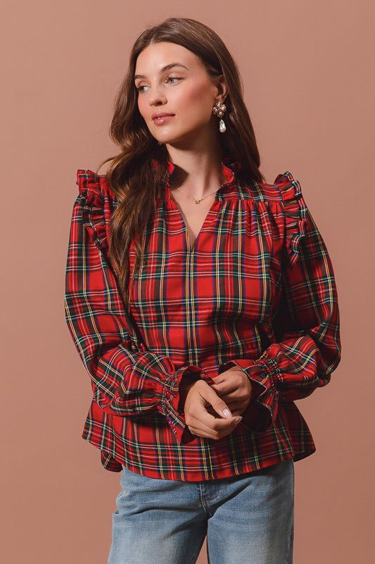 Christmas Plaid Blouse