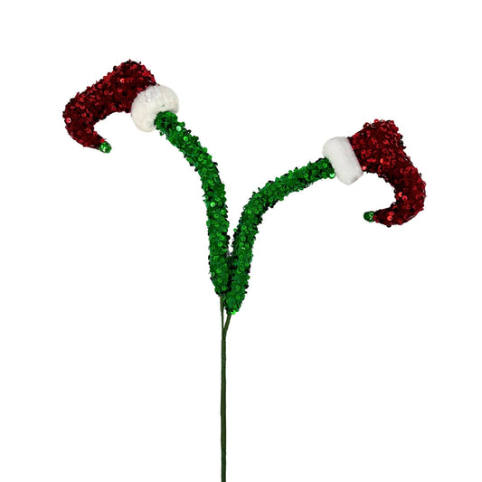 Sequined Fabric Elf Leg Spray 24"