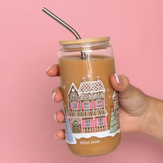 Gingerbread Village Christmas Glass