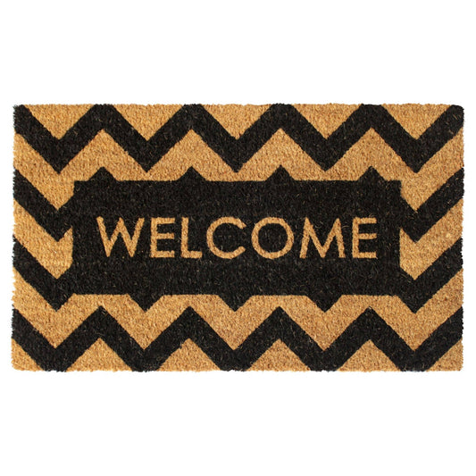 RugSmith Black Herringbone Welcome Doormat, 18" x 30"