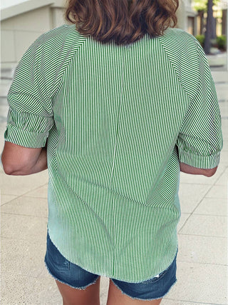 Green Striped Top