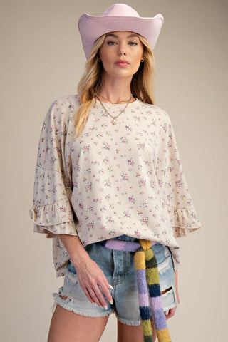 Easel Women's Tops Printed Washed Cotton Loose Fit Top