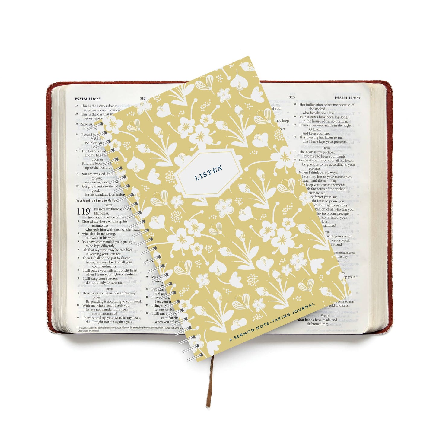 Listen Sermon Notebook, Marigold Floral