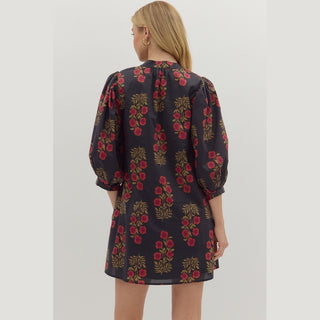 Entro Women’s Dresses Black Floral Midi Dress