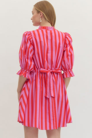 Entro Women’s Dresses Pink Stripe Dress