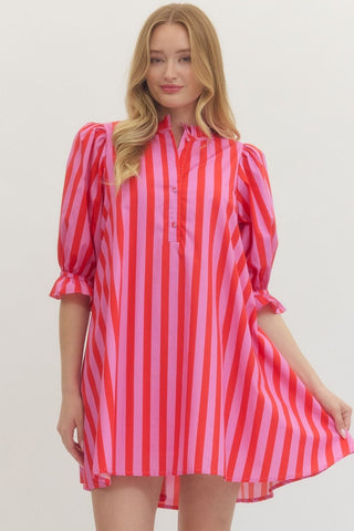 Entro Women’s Dresses Pink Stripe Dress