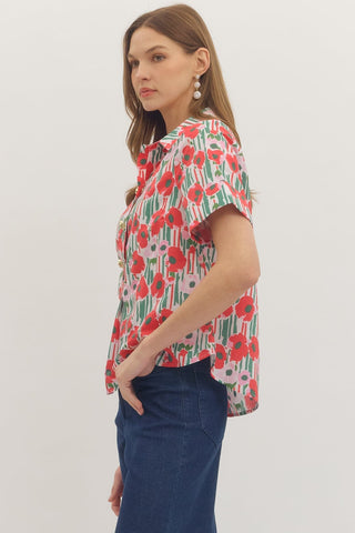 Entro Women's Tops Pretty Poppies Top