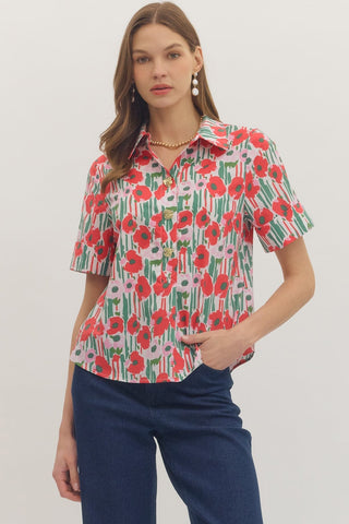 Entro Women's Tops Pretty Poppies Top