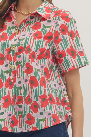 Entro Women's Tops Pretty Poppies Top