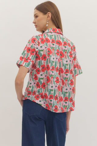 Entro Women's Tops Pretty Poppies Top
