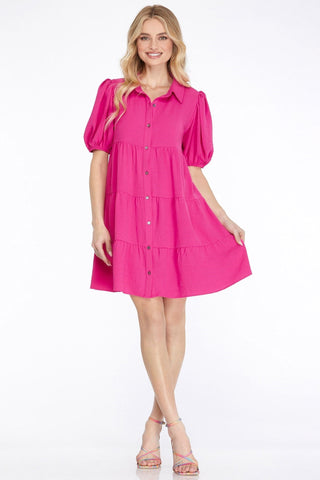 Entro Women’s Dress Puff Sleeve Tiered Dress
