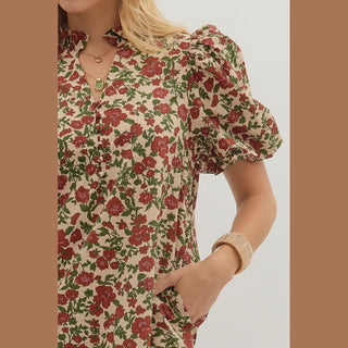 Taupe Floral Dress