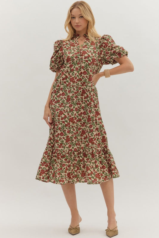 Taupe Floral Dress