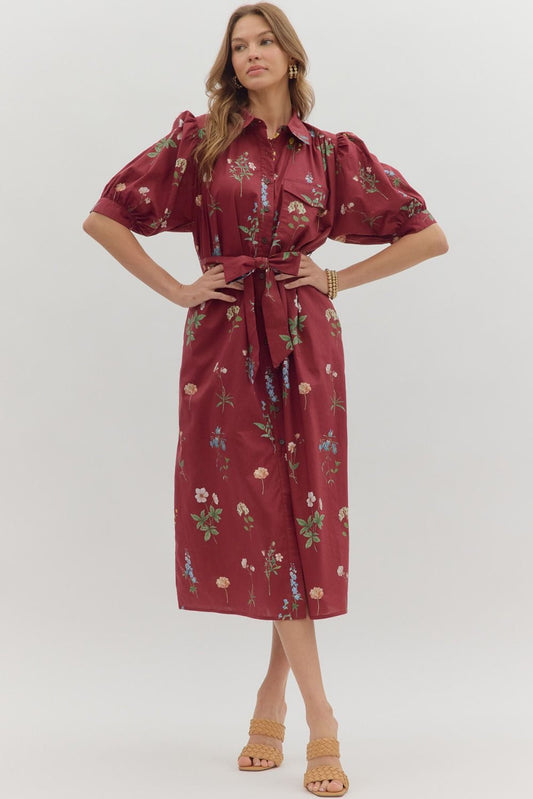 Burgundy Floral Dress