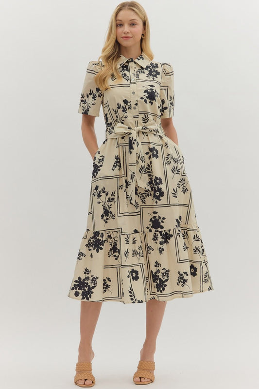 Cream Floral Dress