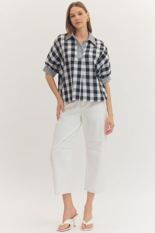 Black Gingham Top