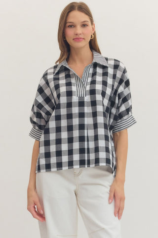 Black Gingham Top