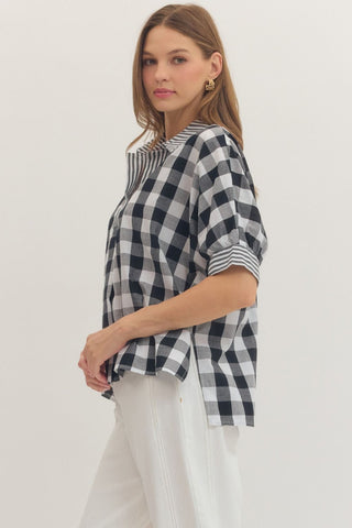 Black Gingham Top