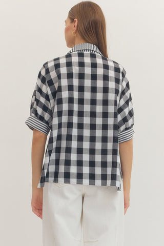 Black Gingham Top