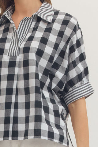 Black Gingham Top