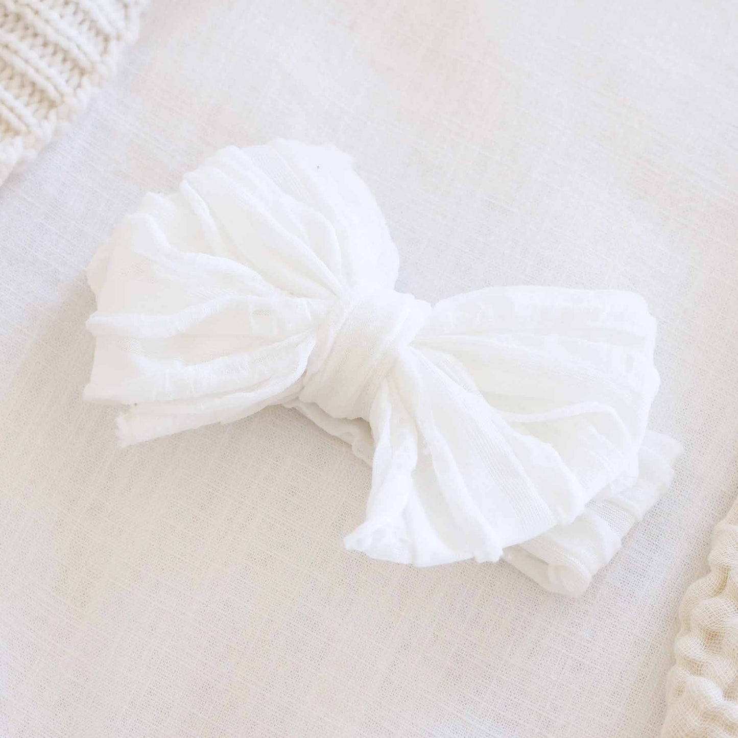 Large Ruffle Knit Bow | Sweet & Simple