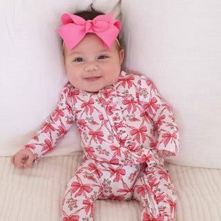 Bow Besties Ruffle Zipper Footie