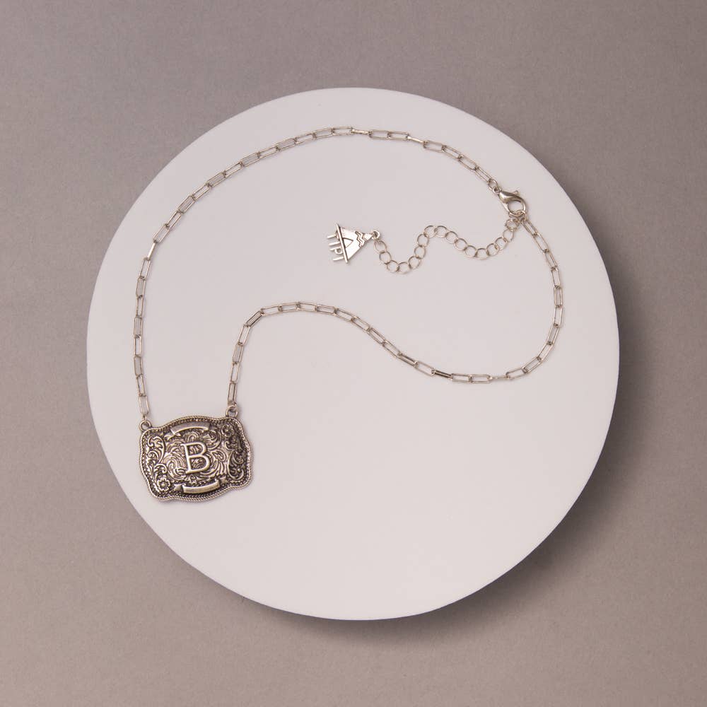 Western Buckle Initial Necklace