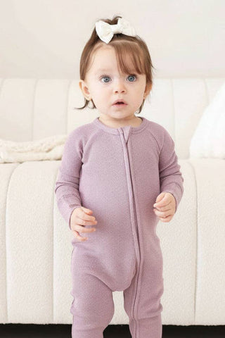 Amethyst Waffle Bamboo Convertible Zip Romper