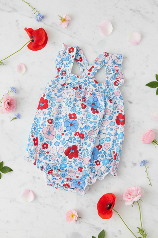 Flat lay on marble with flowers