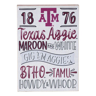 Glory Haus Home Decor Texas A & M Spirit Block