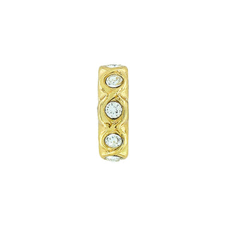 Brighton gold-tone infinity spacer charm with clear crystal stones on white background