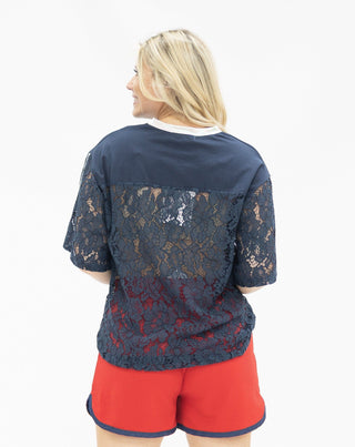 GRACE+EMMA by Southern Grace Women's Tops Lace USA Jersey Top