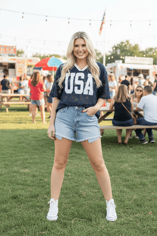 GRACE+EMMA by Southern Grace Women's Tops Lace USA Jersey Top