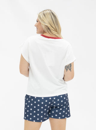 GRACE+EMMA by Southern Grace Women's Tops White with Sequin American Flag Top