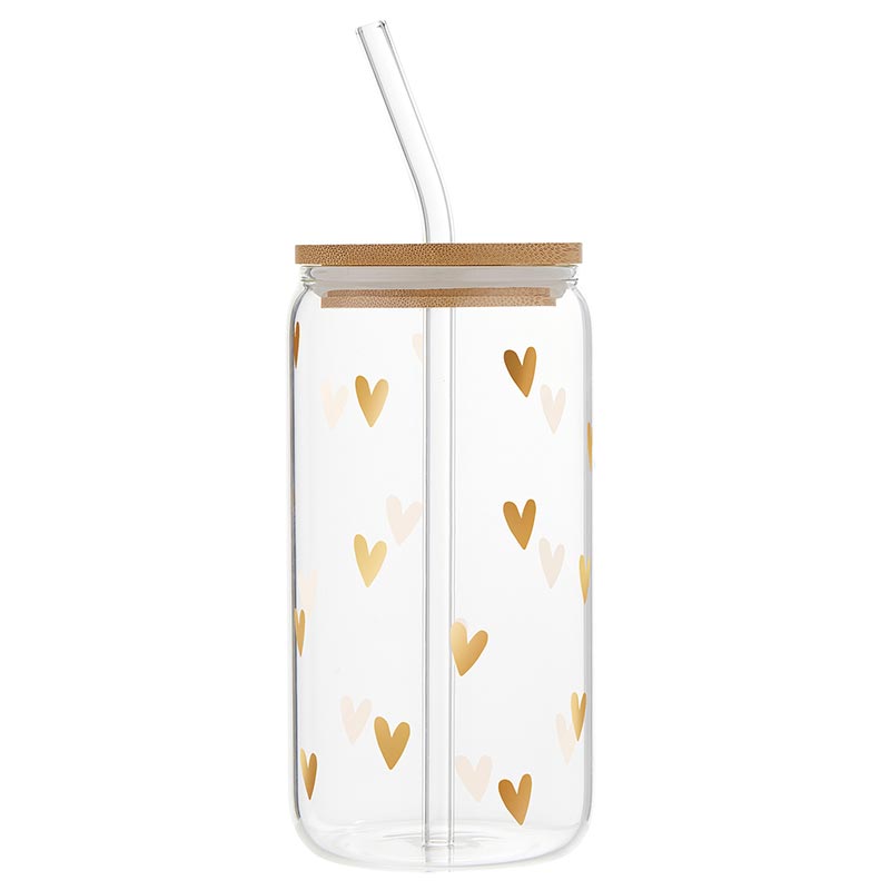 Gold Hearts Glass Tumbler